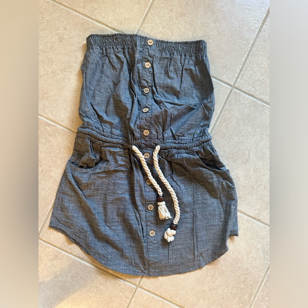 Monteau Blue Chambray strapless Cover Up